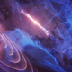 Artist’s conception of microquasar SS 433, as seen in the background, and the gas cloud Fermi J1913+0515, seen in the foreground and left. The two objects are in rhythm, despite being 100 light-years apart.